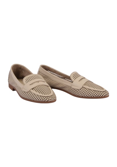 Napa Shoes Kadın Hakiki Deri Delikli Comfort Taban Kadın Babet Napa-aes22201 Krem