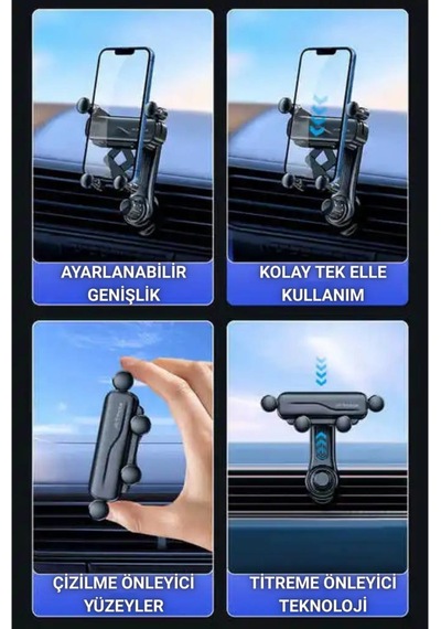 Polham Kancalı Düşmez Titremez Ayarlanabilir Stabil Telefon Tutucu, Havalandırma Girişli Tutucu
