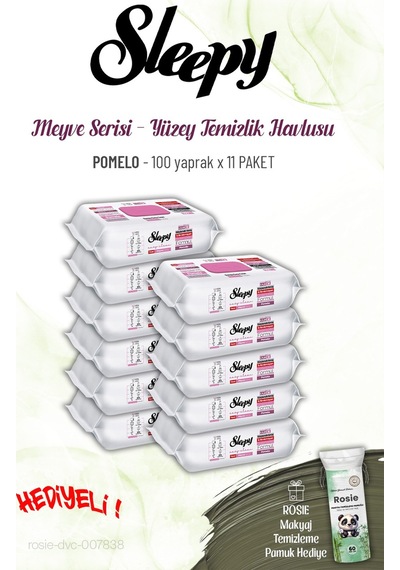 Sleepy 100 Yaprak X 11 Paket Pomelo Yüzey Temizlik Havlusu Ve Rosıe Tekli