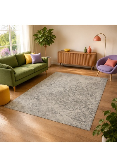Kartela Halı Vera Halı Kaymaz Taban Makinede Yıkanabilir Halı Gri - 100 X 150 Cm