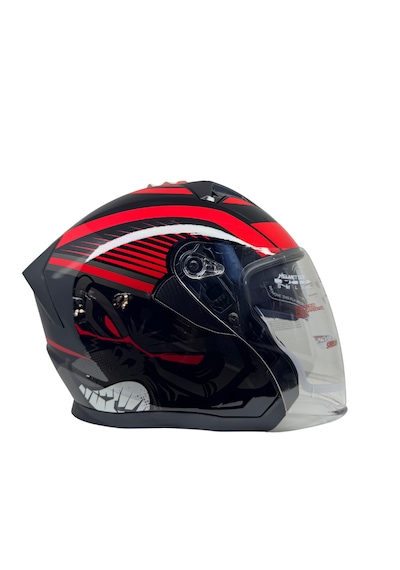 Kask Ls5 Marka Çenesiz Yarım Kask Siyah - Kırmızı