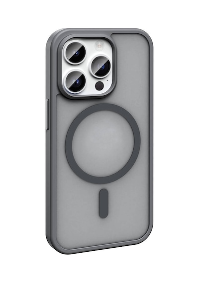Goocamp Apple Uyumlu iPhone 14 Pro Max Kılıf Magsafe Şarj Özellikli Mat Arka Yüzey Sio Kapak-gri Gri