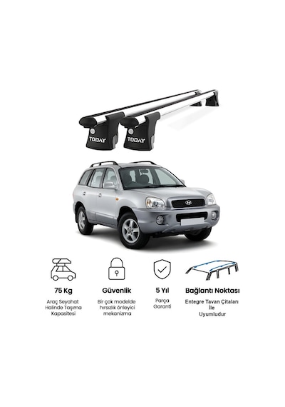 Trio-ı Hyundai Santa Fe 2000-2005 Uyumlu Kilitli Ara Atkı 120cm Port Bagaj Tavan Barı