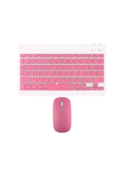 Novstrap Apple Uyumlu iPad Air 13 İnç Pro M3 m2 Çip 2025 2024 İle Bluetooth Klavye Mouse Seti Pembe Koyu Optik