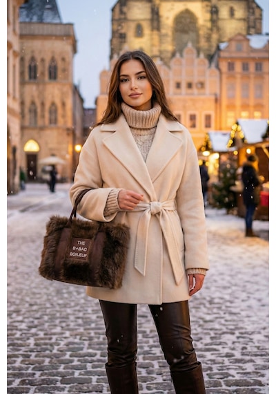 Vivazzaluxe Vintage Peluş Model The Bag Bonjeur Kadın El, Kol, Omuz Çanta Acı Kahverengi