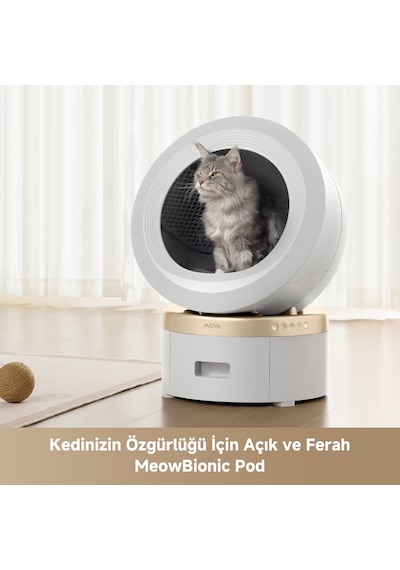 MOVA Meowgicpod LR10 Prime Akıllı Otomatik Kedi Tuvaleti 6 L Kapasite  Küreksiz Kullanım Yıkama Için Tek Çekişte Çıkarma