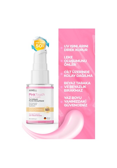 Axwell Premium Pinktouch Ton Eşitleyici Pembe Güneş Kremi SPF50+ 60 ML