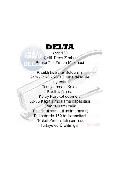 Delta Pens Tipi Çelik Zımba Makinesi 35 Kağıt 24/6 150 Tel