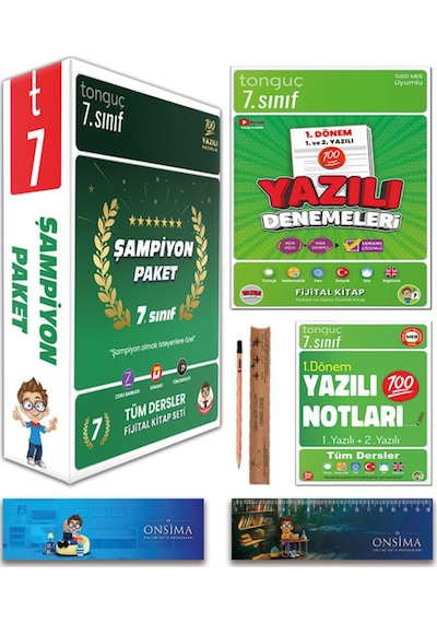 Tonguç Akademi 7. Sınıf Şampiyon Paketi Soru Bankası 1. Dönem Yazılı Notları - Yazılı Denemeleri Set 10 Kitap