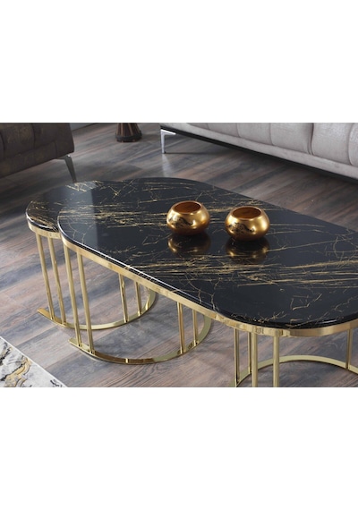 Premium Oval 2+1 Coffee Table Membrane Mdf Orta Sehba Lüx Zarif Tasarım Premium Siyah Gold Premium Oval 2+1 Coffee Table Membrane Mdf Orta Sehba Lüx Zarif Tasarım Premium Siyah Gold