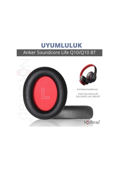 Novstrap Anker Soundcore Life Q10 Q10 Bt İle Uyumlu Kulaklık Pedi Süngeri Yastığı Kırmızı
