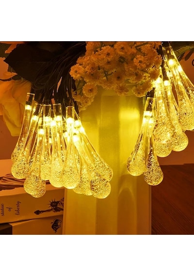 7m 50 Led Damla 8 Fonksiyonlu Solar Panelli-gün Işığı Çok Renkli