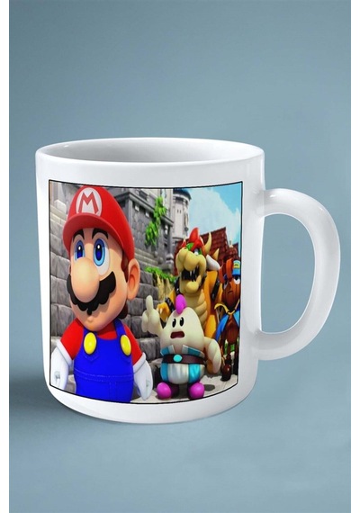 Super Mario Oyun Baskılı Kupa Bardak Çift Taraflı Kişiye Özel Model 17 Çok Renkli