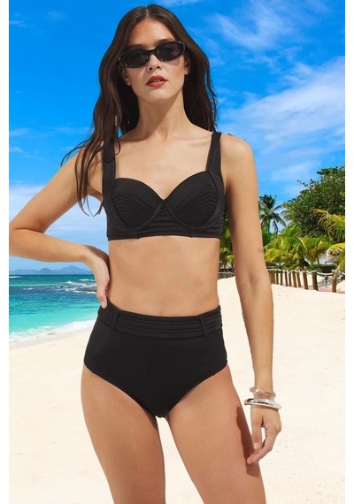 Ersefa Tasarım Bikini Takımı Premium Kalite Su Sporları İçin Klora Dayan Siyah