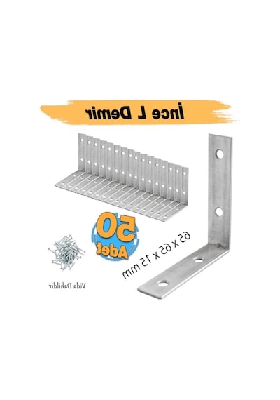 50 Adet Metal Köşebent - 65x65x15 Mm İnce L Demiri Gönye