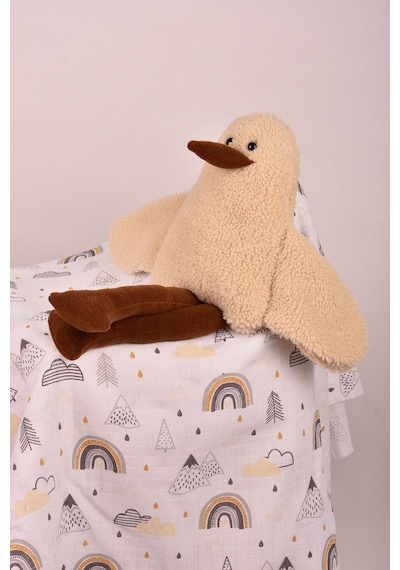 Sevimli Peluş Çocuk Uyku Arkadaşım - 50 Cm Çocuk Bebek Oyun Uyku Arkadaşı Duffy Ördek Yastık Krem