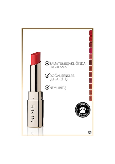 Note Cosmetique Iconic Sheer Lipstick Nemlendirici Parlak Ruj 211 Fearless - Kırmızı