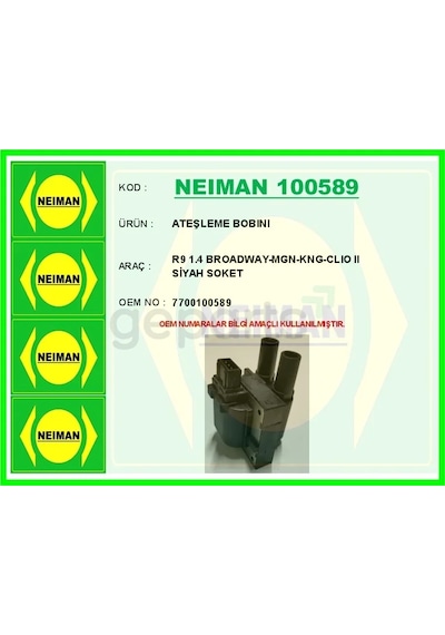 Ateşleme Bobini R9 1.4 Broadway - Megane - Kangoo - Clio 2 Siyah Soket