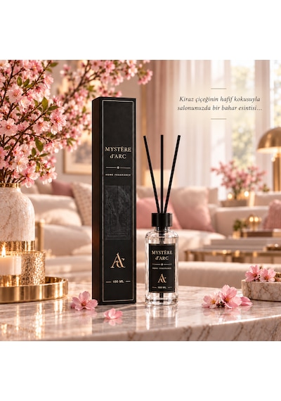Premium Oda Kokusu Bambu Çubuklu Beyaz Şişe 100 Ml Kiraz Çiçeği