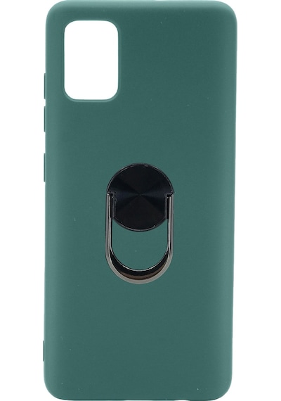 Nettech Samsung Galaxy A41 Uyumlu Leather Ring Nano Arka Koruma Kılıf - Lacivert Lacivert