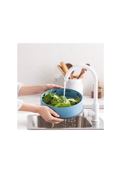 Greenpan Steamy Mavi 24 Cm Buharda Pişirici 24 Cm Tencerelerle Uyumlu Üst Üste Kullanılabilir