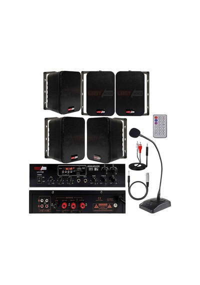 Lastvoice Black Large Paket-4 Hoparlör ve Anfi Anons Ses Sistemi