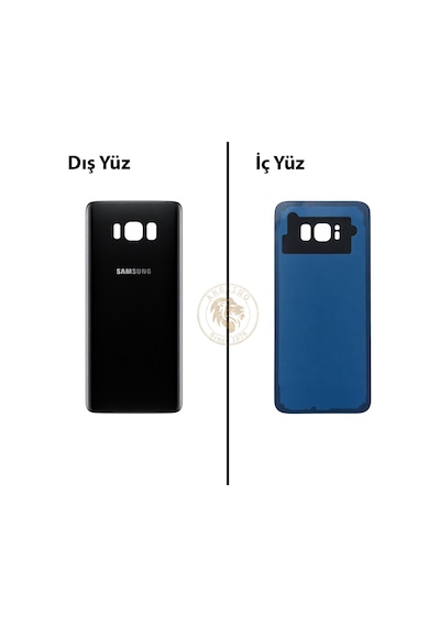Samsung Galaxy S8 Plus Siyah Renk Arka Kapak Arka Cam Batarya Kapağı Pil Kapağı Lazer Kesim Back Cover Galaxy S8 Plus Uyumlu