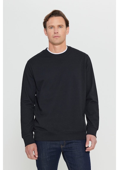 AC&Co / Altınyıldız Classics Standart Fit Normal Kesim Pamuk Bisiklet Yaka Erkek Sweatshirt Siyah