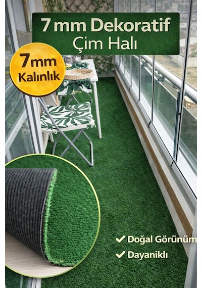 Raschel Carpet Dekoratif Suni Balkon Halısı Bahçe Halısı Çim Halı Yazlık Kilim Yolluk Rc Cımhalı Yeşil 150 x 210