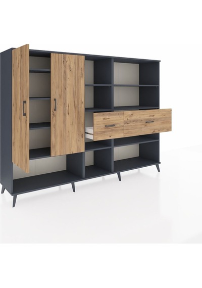 Hyperion Dolap 10 Raflı 2 Çekmeceli 2 Kapaklı 220x44x163 Antrasit-çam Atlas Çam - Antrasit Hyperion Dolap 10 Raflı 2 Çekmeceli 2 Kapaklı 220x44x163 Antrasit-çam Atlas Çam - Antrasit
