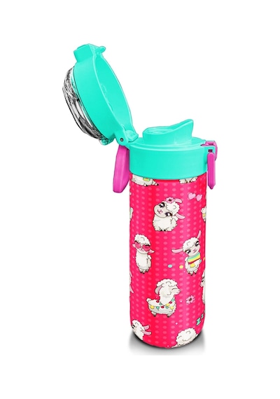 Coral High Kids Neon Mercan Suyeşili Alpaka Desenli Pipetli Ve Direkt İçim Çelik Termos 500 Ml 31914 Neon Mercan