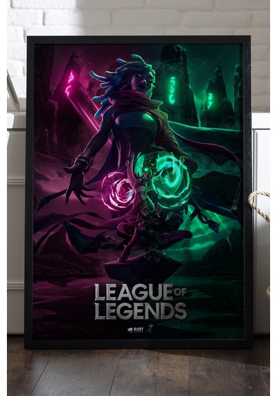 League Of Legends Siyah Ahşap Çerçeveli Poster, Dekoratif Oyun Duvar Tablosu