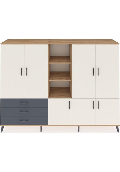 Hyperion Dolap 11 Raflı 3 Çekmeceli 7 Kapaklı 220x44x163 Çam-ayta Çam-aytaşı/antrasit