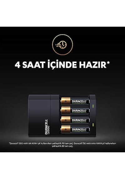 Ayrex Duracell Cef 14 Pil Şarj Cihazı, 4 Saat 1 Adet Ve Şarj Edilebilir Aa Ve Aaa Pil 2'şer Adet