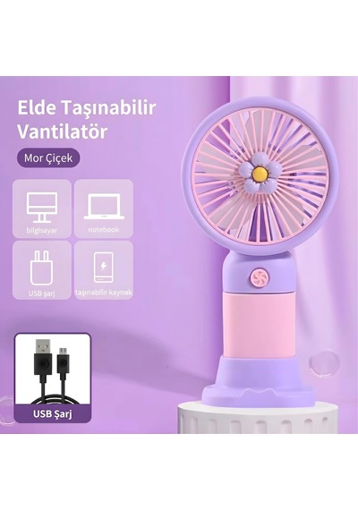 El Tipi Mini Fan, 250mah Batarya, Usb Şarj Edilebilir, Doğal Rüzgar Özelliği, Taşınabilir Ve Ko