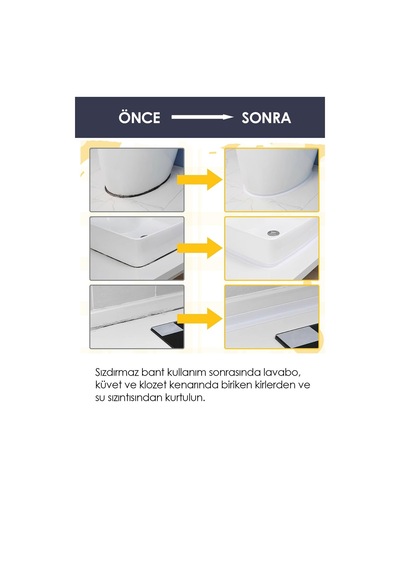 3.2m Banyo Küvet Mutfak Lavabo Su Sızdırmaz Bant Su Geçirmez Kenar Bandı Sızdırmazlık Tamir Beyaz
