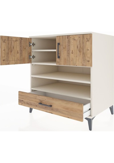 Kronos Şifonyer 4 Raflı Tek Çekmeceli 2 Kapaklı 88x59x96 Aytaşı-çam Aytası