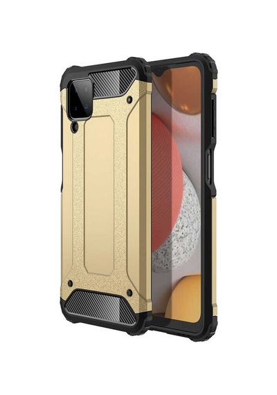 Noktaks - Samsung Galaxy Uyumlu M12 - Kılıf Çift Katman Zırh Tank Crash Military Kapak - Gold