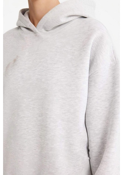 Defacto Relax Fit Kapüşonlu Basic Düz Kalın Sweatshirt D9935ax25wngr93 Gri