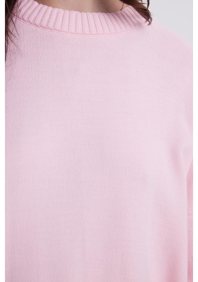 Tudors Kadın Oversize Geniş Kesim Bisiklet Yaka Pembe Kazak-41723 Pembe