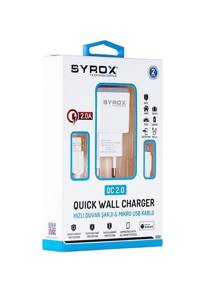 Syrox Syx-Q20 Micro Quıck Hızlı Ev Şarj Seti Beyaz