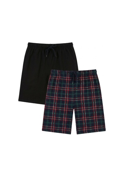 Buratti Pamuklu Regular Fit Bağlamalı Cepli 2'li Pijama Paket Şort Erkek Şort 6574004s2 Siyah-yeşil