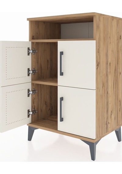 Hyperion Komodin 2 Raflı 4 Kapaklı 60x44x96 Çam-aytaşı Atlas Çam