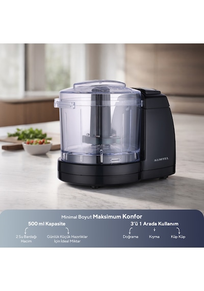 Kumtel HCH-02 500 Ml 3 in 1 Mini Doğrayıcı