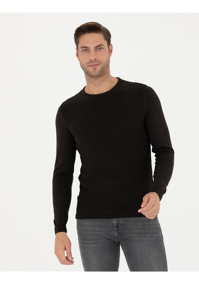 Pierre Cardin Erkek Kahverengi Triko Kazak 50281819-vr029 Kahverengi