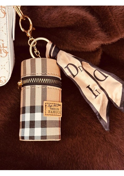 Elora Atelier Fular Detaylı Mini Çanta Charm Ekose