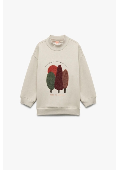 Koton Erkek Bebek Nakışlı Uzun Kollu Şardonlu Dik Yaka Sweatshirt Ekru