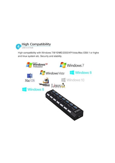 7 Port USB 3.0 Çoklayıcı HUB Çoğaltıcı Switch Splitter