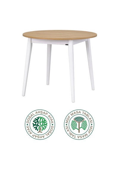 Vilinze Avanos Yuvarlak Sabit Mdf Mutfak Masası - Q90 Cm Beyaz