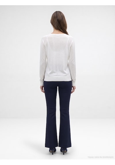 Dilvin 73037 Fermuar Detaylı Flare Pantalon-k.lacivert